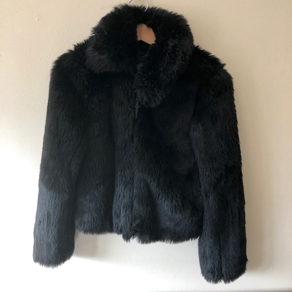 Black Faux Fur TOPSHOP Coat